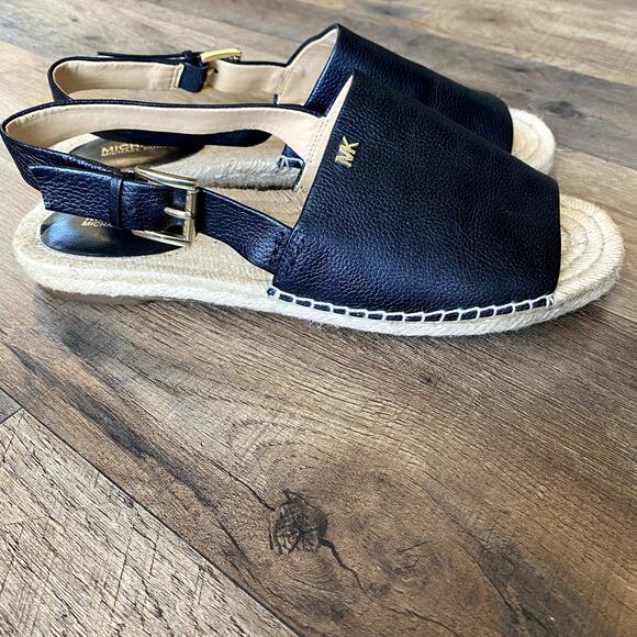 Michael Kors Black Fisher Espadrille Flat Slingback Sandal Women's 9.5M - Picture 5 of 12